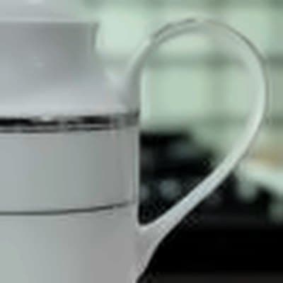 Close-up of the platinum teapot handle