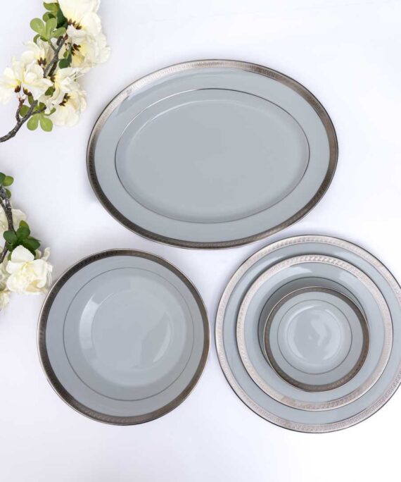 Dankotuwa Greek Key Platinum Dinner Set