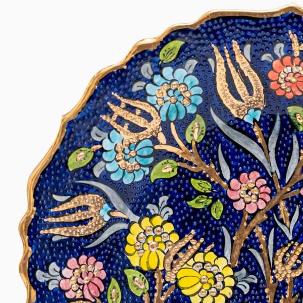 Gul Bahar – Gold plated Turkish wall plate - Blue - Image 3