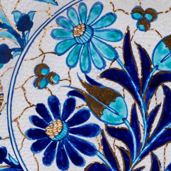 Gul Bahar – Gold plated Turkish wall plate - Sky Blue - Image 4