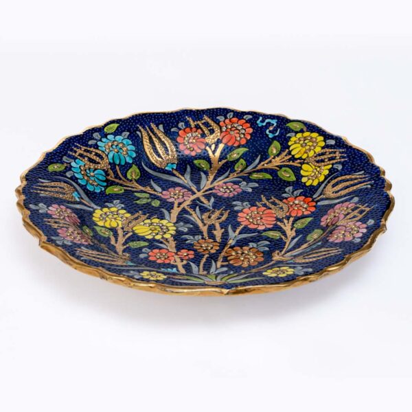 Gul Bahar – Gold plated Turkish wall plate - Blue - Image 2