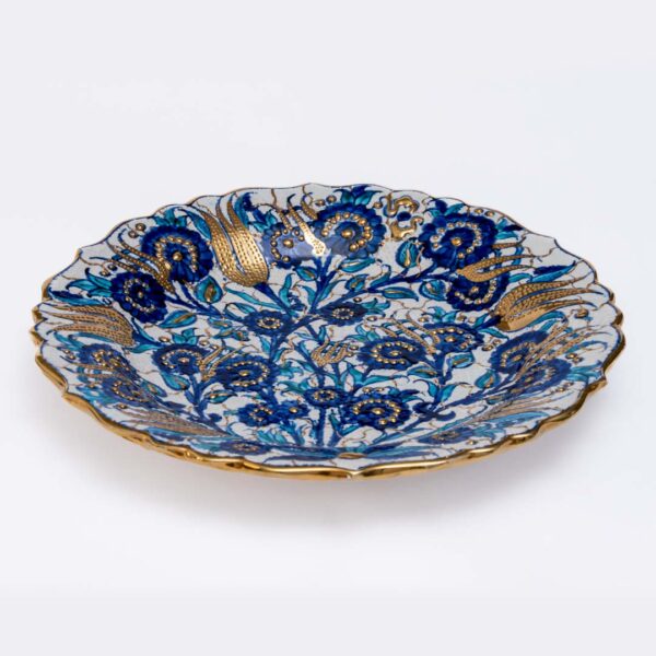 Gul Bahar – Gold plated Turkish wall plate – Navy Blue - Image 2