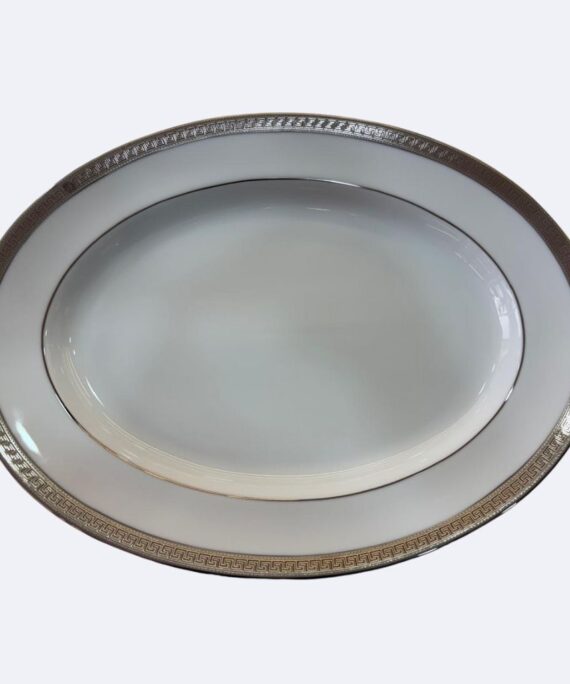Dankotuwa Greek Key Platinum Oval Plate