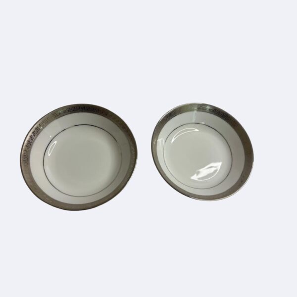 Dankotuwa Greek Key Platinum Set of 2 Dessert Bowls
