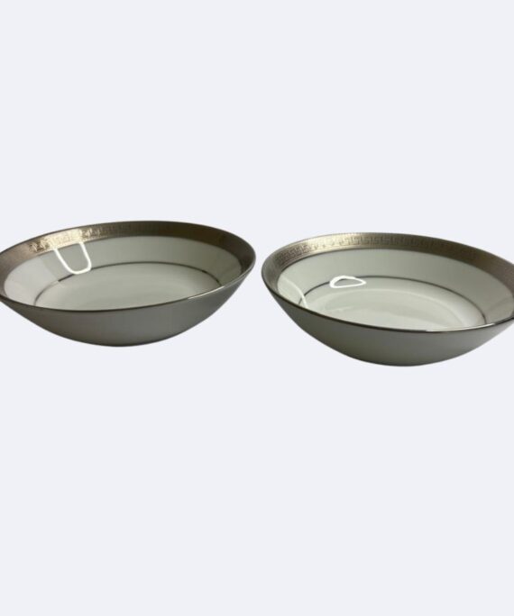Dankotuwa Greek Key Platinum Set of 2 Dessert Bowls