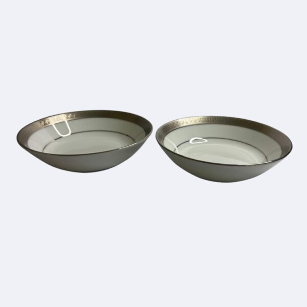 Dankotuwa Greek Key Platinum Set of 2 Dessert Bowls