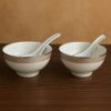 Dankotuwa Greek Key Platinum Set of 2 Soup Bowls with Spoon