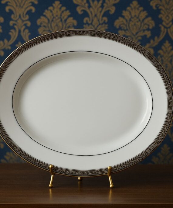 Dankotuwa Greek Key Platinum Oval Plate