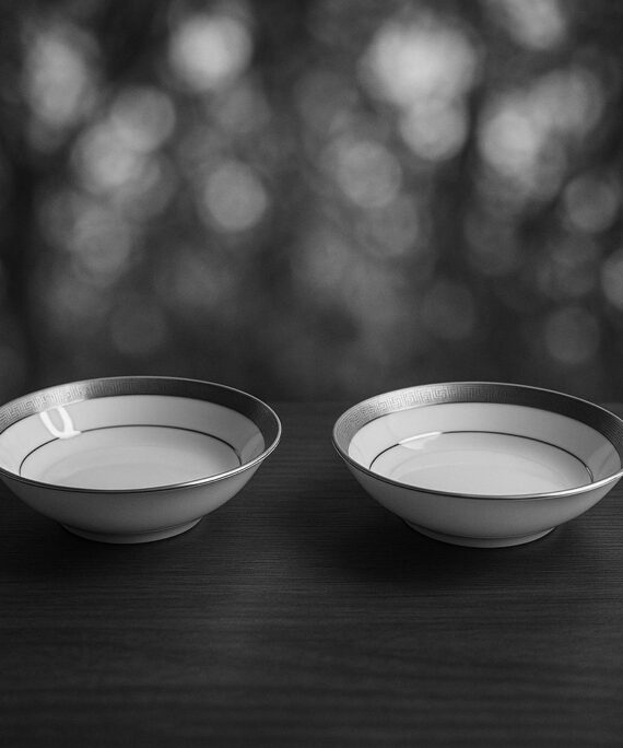 Dankotuwa Greek Key Platinum Set of 2 Dessert Bowls