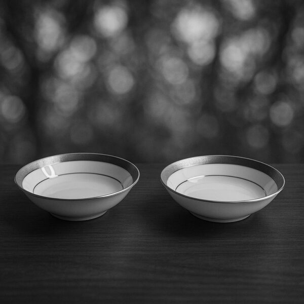 Dankotuwa Greek Key Platinum Set of 2 Dessert Bowls