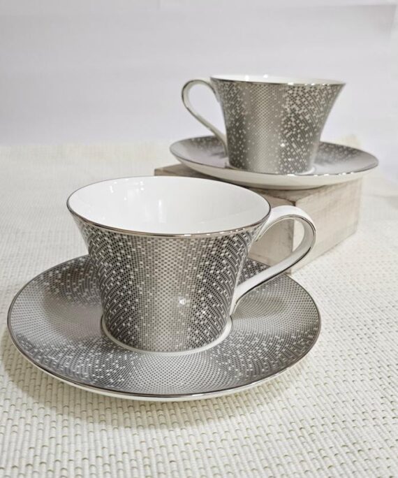 Narumi Crystal Platinum – Set of 6 Cups & Saucers