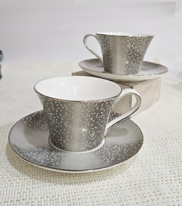 Narumi Crystal Platinum – Set of 6 Cups & Saucers