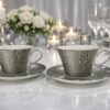 Narumi Crystal Platinum – Set of 6 Cups & Saucers