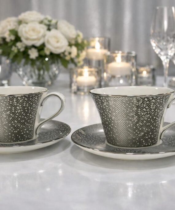 Narumi Crystal Platinum – Set of 6 Cups & Saucers
