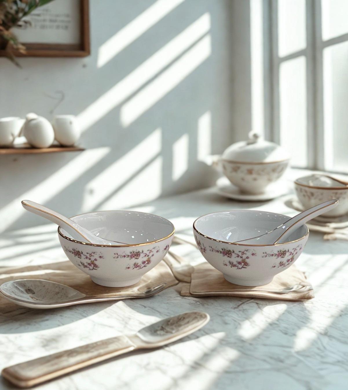 Dankotuwa Rose Garden Soup Bowls Set – 12 Pieces