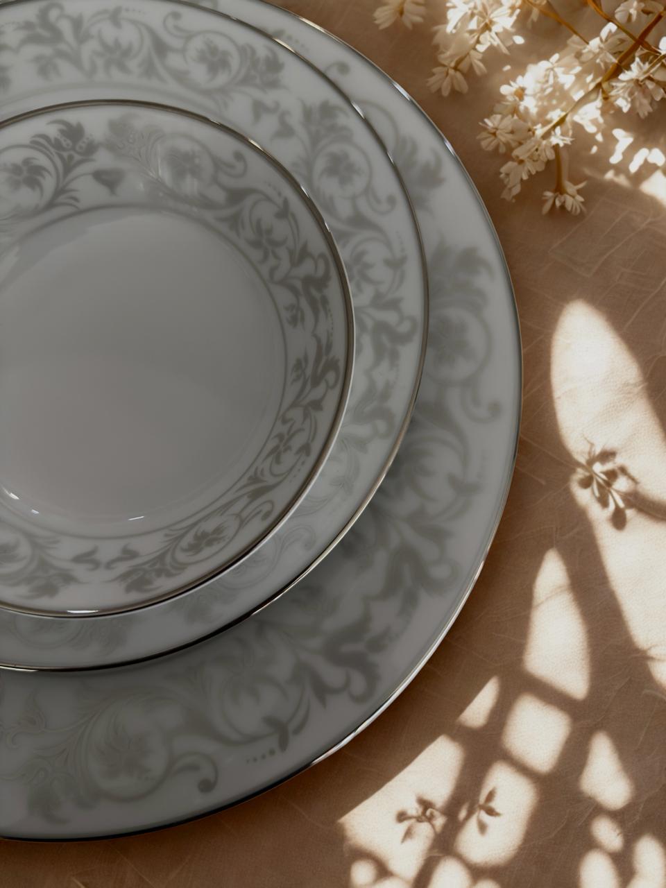 Shakira Platinum Dinner Set – 21 Pieces | Porcelain Dinner Set