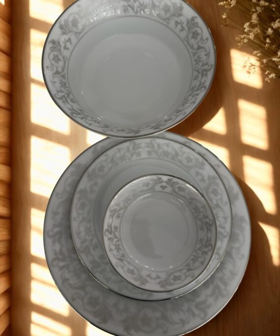Shakira Platinum Dinner Set – 21 Pieces | Porcelain Dinner Set