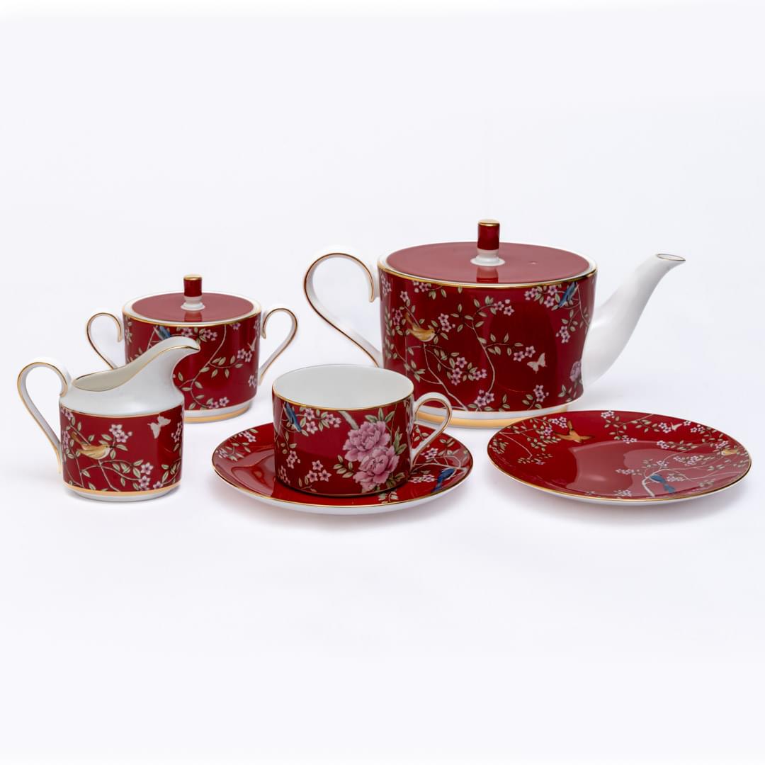 Narumi  セット Narumi Queens Garden Red Tea cup & saucer (Set of 15 piece)